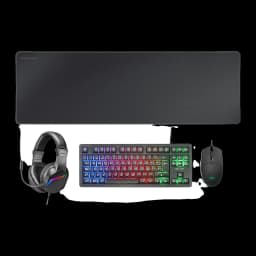 Pack Gaming Mars Gaming MCP-RGB3 con teclado mecánico RGB, ratón 3200 DPI RGB, auriculares con micrófono y alfombrilla XL negra