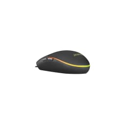 Ratón gaming negro con iluminación RGB lateral en arco, dos botones laterales y cable, diseño ergonómico; parte del pack Mars Gaming MCP-RGB3 3200 DPI
