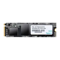 Disco SSD Apacer AS2280P4 1TB formato M.2 2280 com etiqueta branca, conector dourado à esquerda, PCB preto e componentes SMD visíveis, padrão NVMe PCIe 3.0