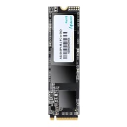 Disco SSD Apacer AS2280P4 1TB M.2 2280 NVMe PCIe 3.0 x4 em placa preta com etiqueta branca, conector dourado e chips expostos para alto desempenho