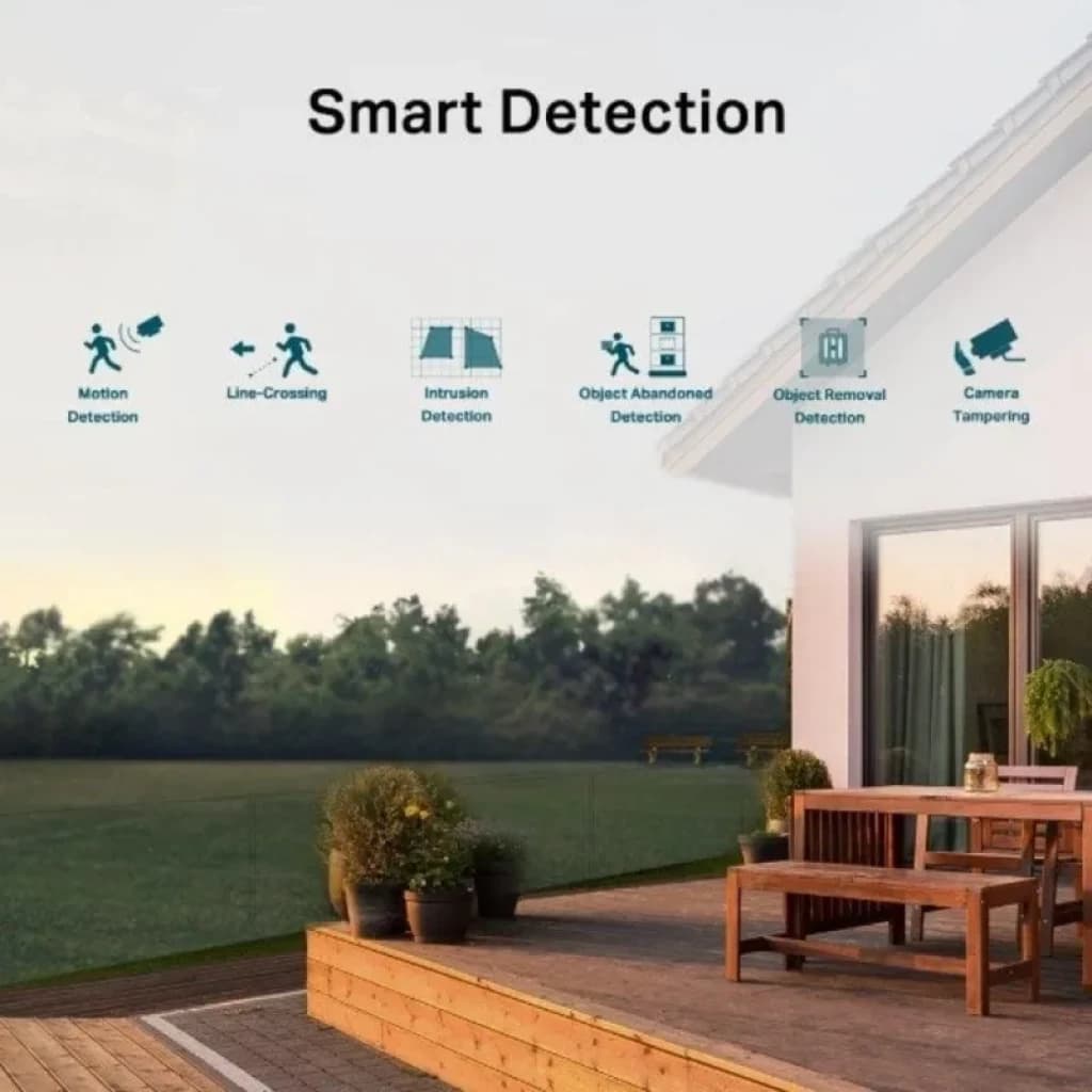 Cámara de Seguridad IP TP-Link VIGI C340-W WiFi 4MP blanca para techo o pared, exterior, visión nítida, detección inteligente de movimiento e intrusión