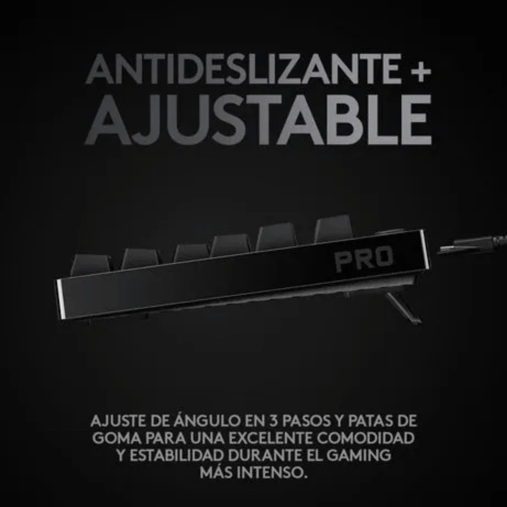 Teclado Gaming Logitech G Pro RGB USB Negro con iluminación multicolor por tecla, diseño tenkeyless compacto, cable USB centrado y teclas mecánicas - Ítem2