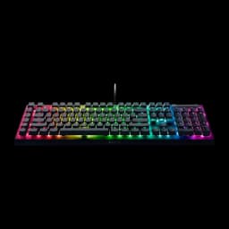 Teclado mecânico Razer BlackWidow V4 X com iluminação RGB por tecla, layout completo, keycaps em preto e cabo USB trançado de 2 m
