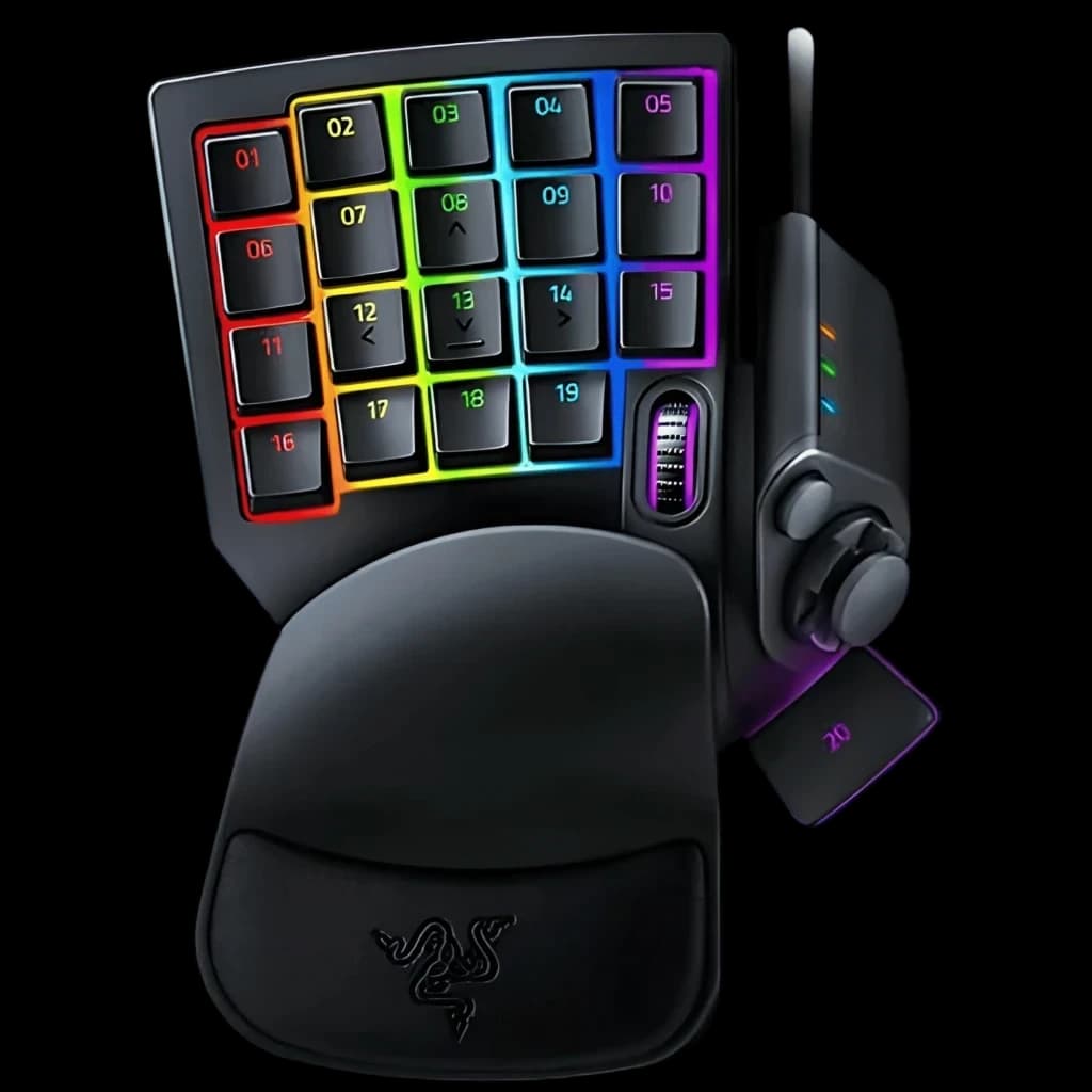 Teclado Gaming Razer Tartarus Pro RGB USB Negro con 20 teclas retroiluminadas, rueda lateral, joystick y reposamuñecas ergonómico en acabado mate