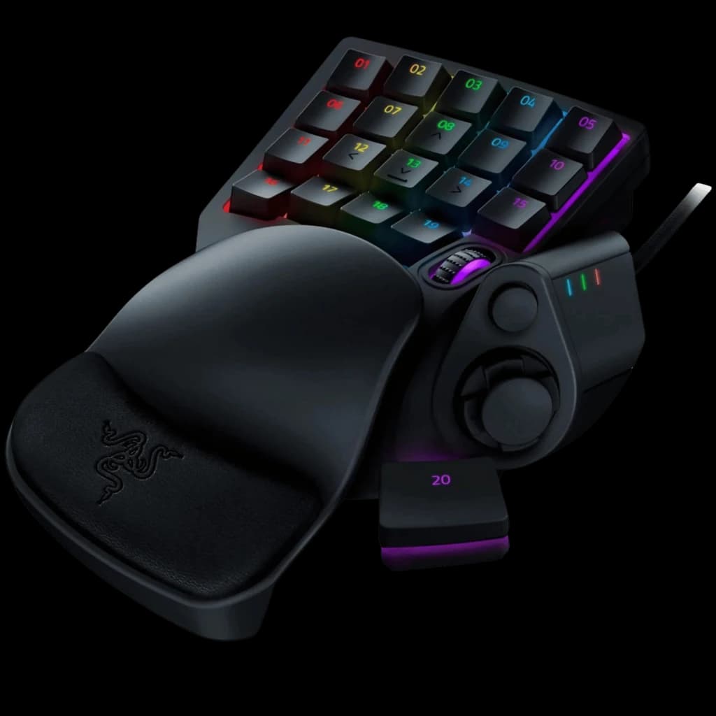 Teclado gaming Razer Tartarus Pro RGB USB negro con teclas retroiluminadas, rueda y joystick lateral, reposamuñecas ergonómico y cable trenzado