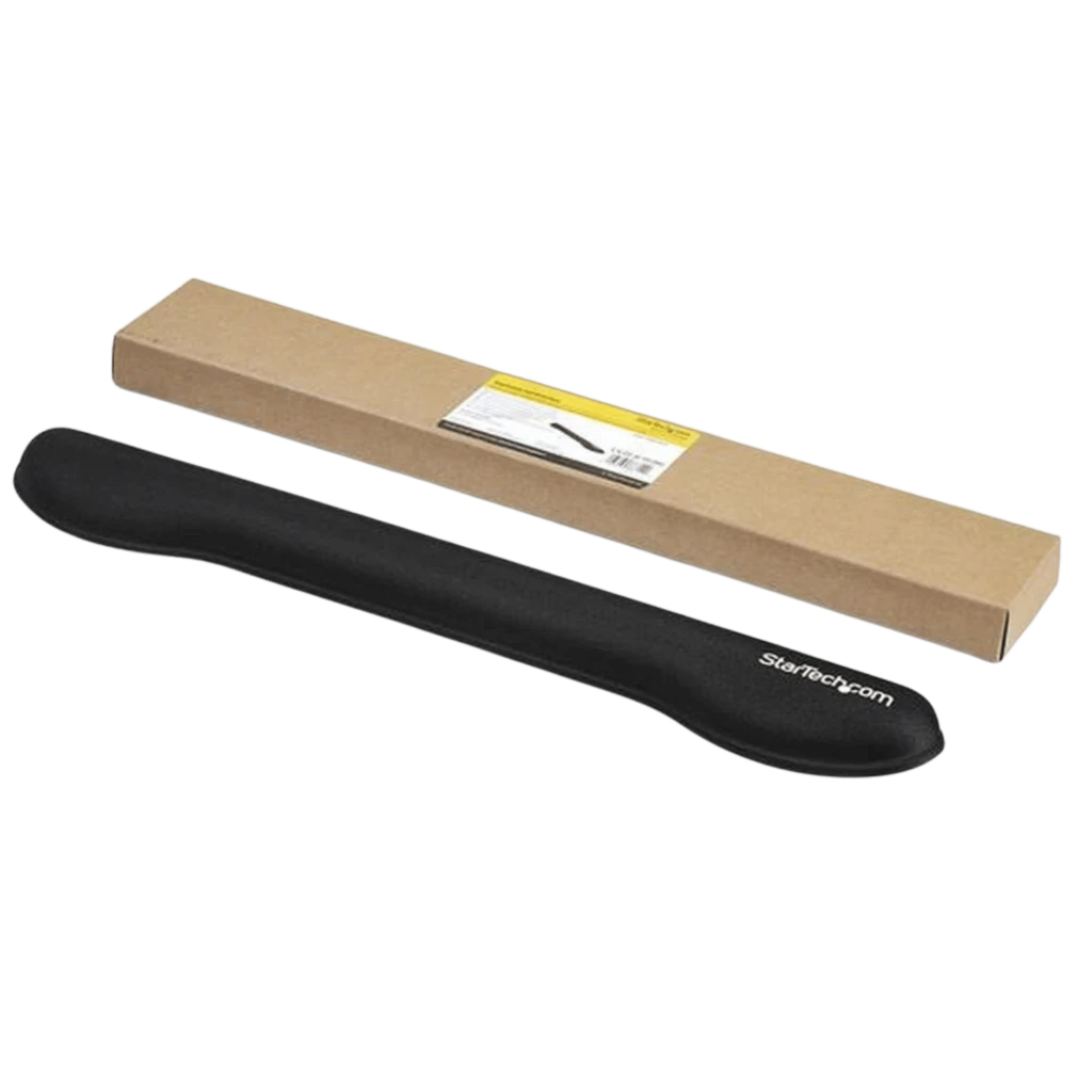 Reposa muñecas de teclado StarTech WRSTRST negro, largo y delgado, con superficie acolchada antideslizante y bordes curvos para apoyo ergonómico - Ítem1