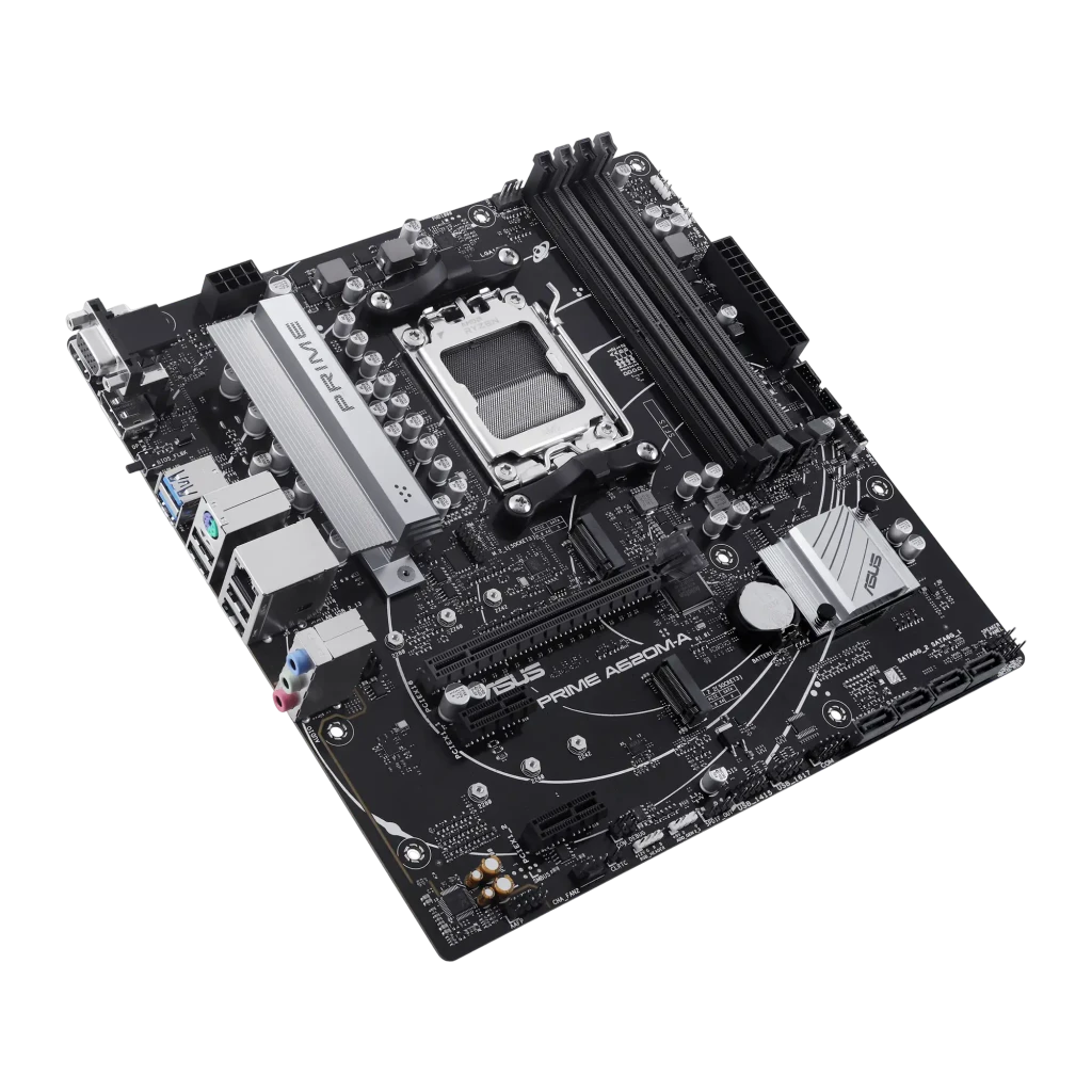 Placa-mãe ASUS PRIME A620M-A-CSM mATX preta com soquete AM5, 4 slots DDR5, dissipadores prateados, múltiplas USB, HDMI e PCIe para Ryzen - Item3