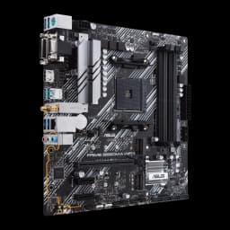 Placa base ASUS Prime H610M-K mATX con disipadores plateados, ranuras DDR5, PCIe x16, M.2, puertos USB y audio, diseño negro con trazos blancos