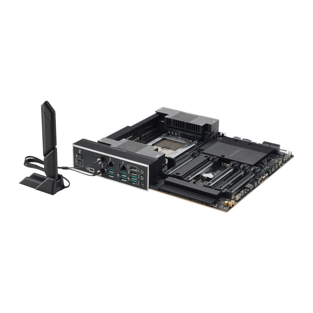 Carte mère ASUS Pro WS TRX50-SAGE WIFI noire, grand socket sTR5, 8 emplacements DDR5 ECC R-DIMM, radiateurs massifs, antenne WiFi et boîte incluses - Ítem5