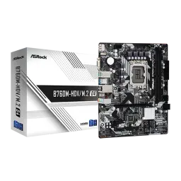 Carte mère Micro ATX noire ASRock B760M-HDV/M.2 D4 avec socket LGA 1700, slots DDR4, M.2 NVMe, USB et HDMI, présentée avec sa boîte blanche