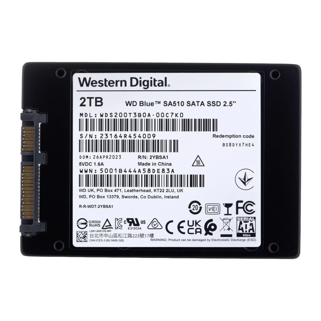 SSD Western Digital Blue SA510 2TB 2.5 pulgadas SATA III, carcasa negra con etiqueta azul WD Blue y gráficos de laptop, diseño compacto rectangular - Ítem3
