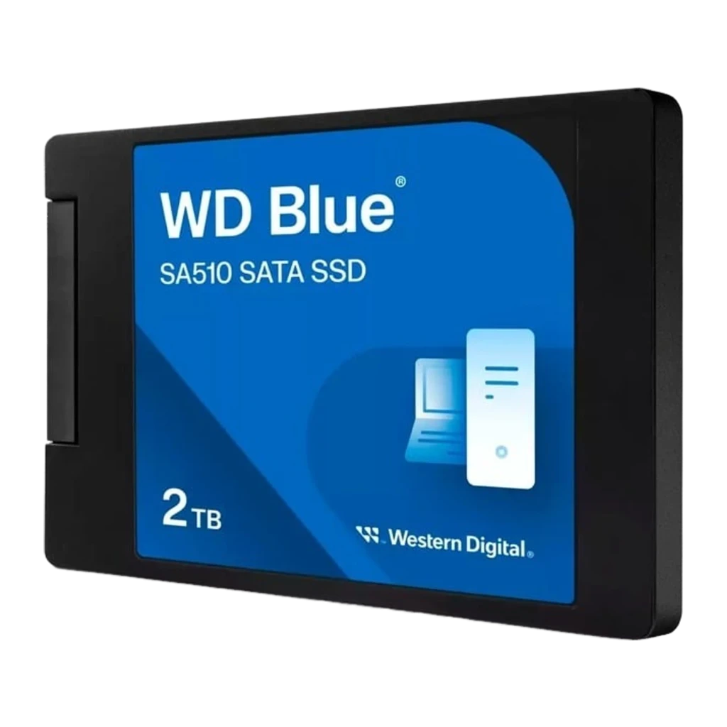 SSD Western Digital Blue SA510 2TB 2.5 pulgadas SATA III, carcasa negra con etiqueta azul WD Blue y gráficos de laptop, diseño compacto rectangular - Ítem1