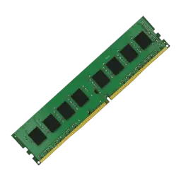 Barrette RAM verte Kingston ValueRAM DDR4 8 Go 3200 MHz, format DIMM, puces noires alignées, contacts dorés, PCB simple face