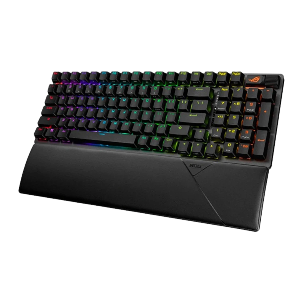 Teclado gaming inalámbrico compacto 96% con iluminación RGB por tecla, teclas PBT blancas estilo Snow, rueda multimedia y reposamuñecas desmontable - Ítem1