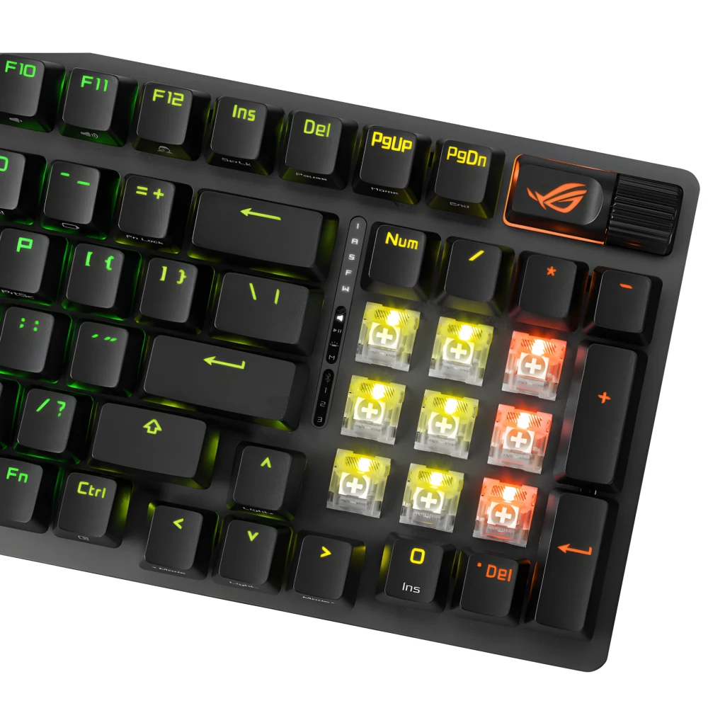 Teclado gaming inalámbrico compacto 96% con iluminación RGB por tecla, teclas PBT blancas estilo Snow, rueda multimedia y reposamuñecas desmontable - Ítem6