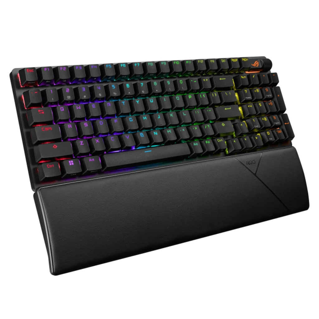 Teclado gaming inalámbrico compacto 96% con iluminación RGB por tecla, teclas PBT blancas estilo Snow, rueda multimedia y reposamuñecas desmontable - Ítem4