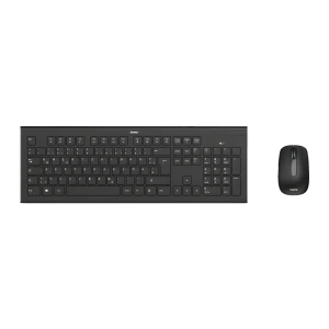 Combo Teclado y Ratón Hama Cortino Inalámbrico RF 2.4GHz Español con teclado full size negro con bloque numérico y ratón óptico negro compacto
