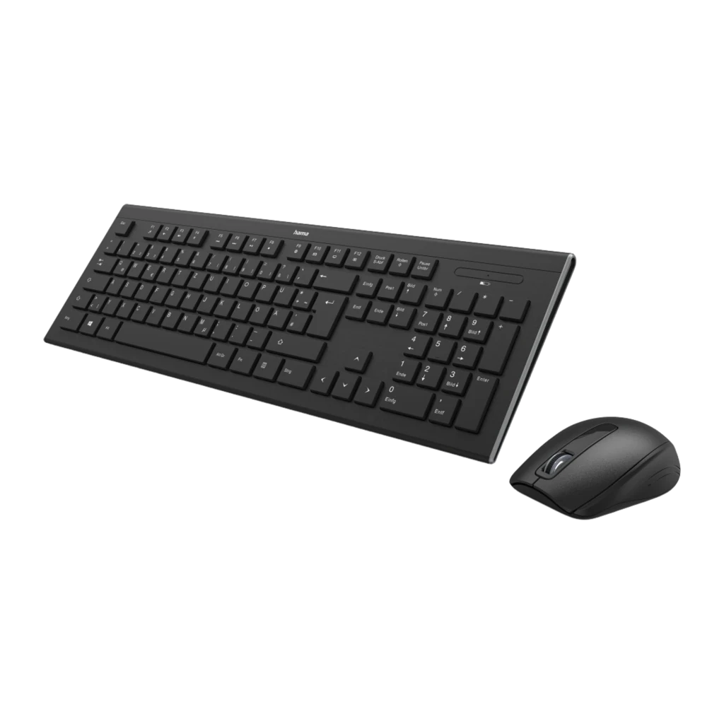 Combo Teclado y Ratón Hama Cortino Inalámbrico RF 2.4GHz Español con teclado full size negro con bloque numérico y ratón óptico negro compacto - Ítem1
