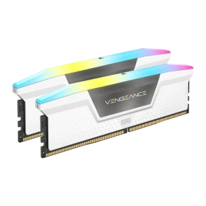 Módulo de memoria Corsair Vengeance RGB CMH32GX5M2E6000C36W blanco, DDR5, difusor de luz ARGB superior multicolor, disipador blanco con detalle gris y