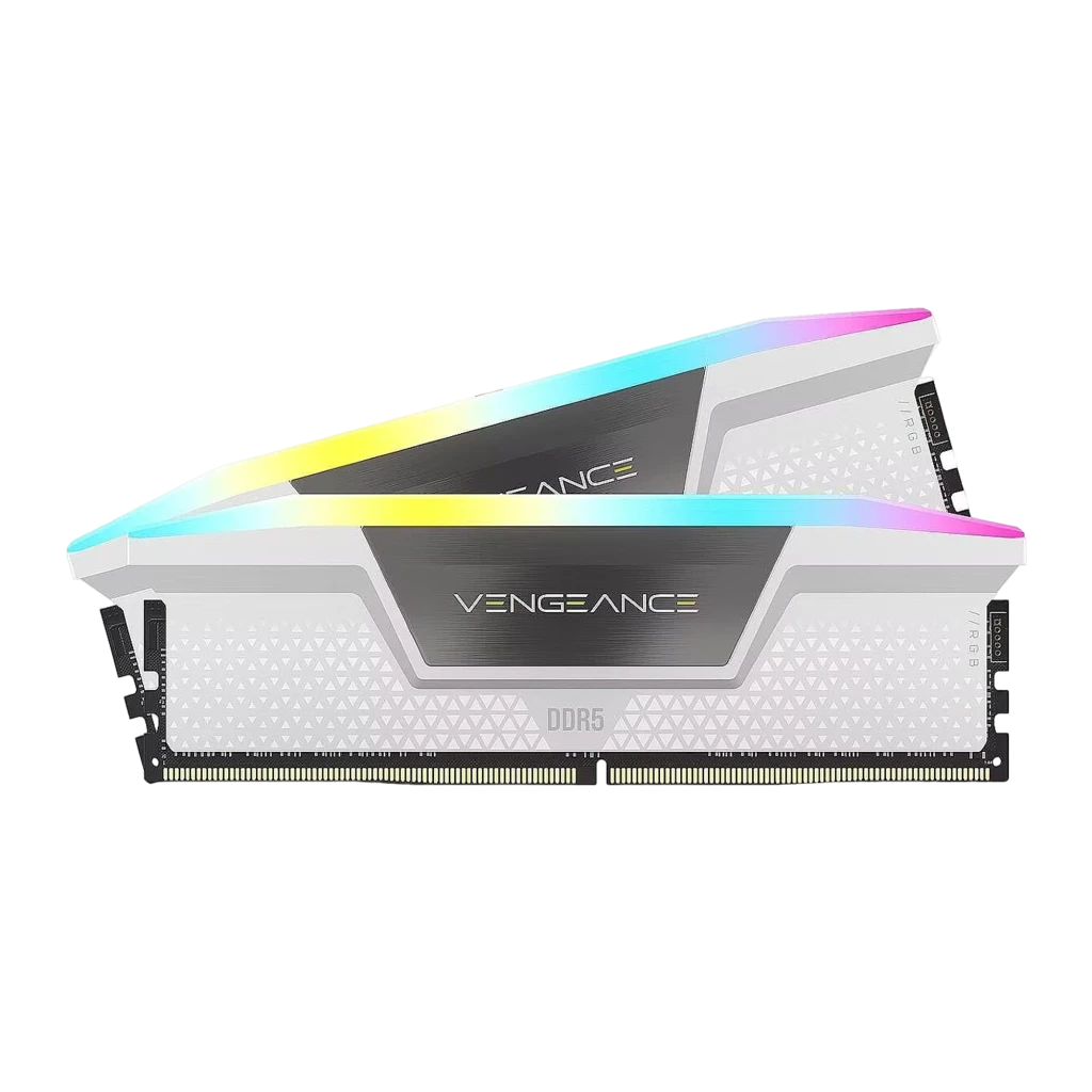 Módulo de memoria Corsair Vengeance RGB CMH32GX5M2E6000C36W blanco, DDR5, difusor de luz ARGB superior multicolor, disipador blanco con detalle gris y - Ítem1
