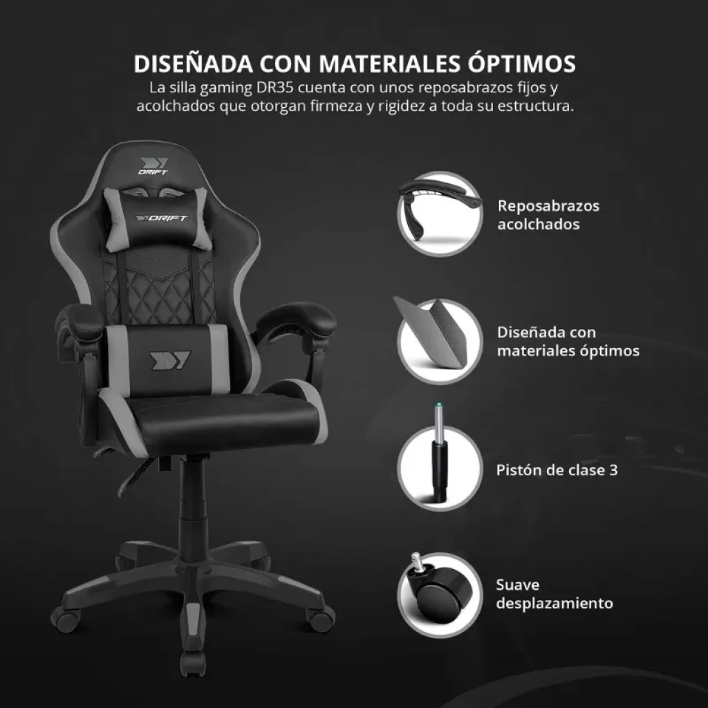 DRIFT DR35 Noir, Grey - Chaise de jeu - Ítem3