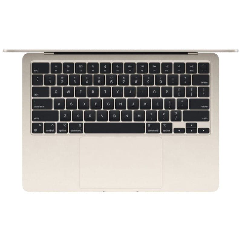 Teclado retroiluminado do MacBook Air M2 cor Starlight com trackpad amplo e layout US, corpo fino em alumínio, estado renovado excelente
