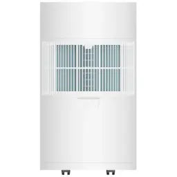 Xiaomi Smart Dehumidifier Lite Branco com design minimalista, grade frontal ampla, visor central azul e rodízios inferiores para fácil mobilidade