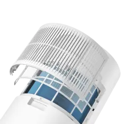 Xiaomi Smart Dehumidifier Lite Branco com grelha superior removível e filtro azul visível, design minimalista em branco, detalhes curvos e ventilação ampla