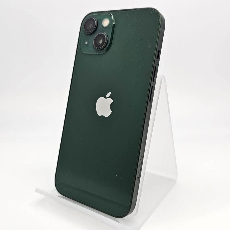 iPhone 13 256GB Verde Alpino Renovado - vista trasera sobre soporte