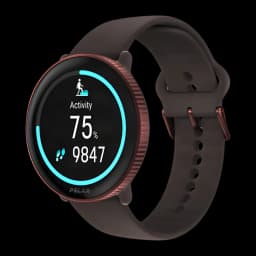 Relógio Polar Ignite 3 marrom com caixa 43 mm, tela AMOLED 1,28" 416x416 tátil, moldura metálica cobre, pulseira de silicone e GPS integrado