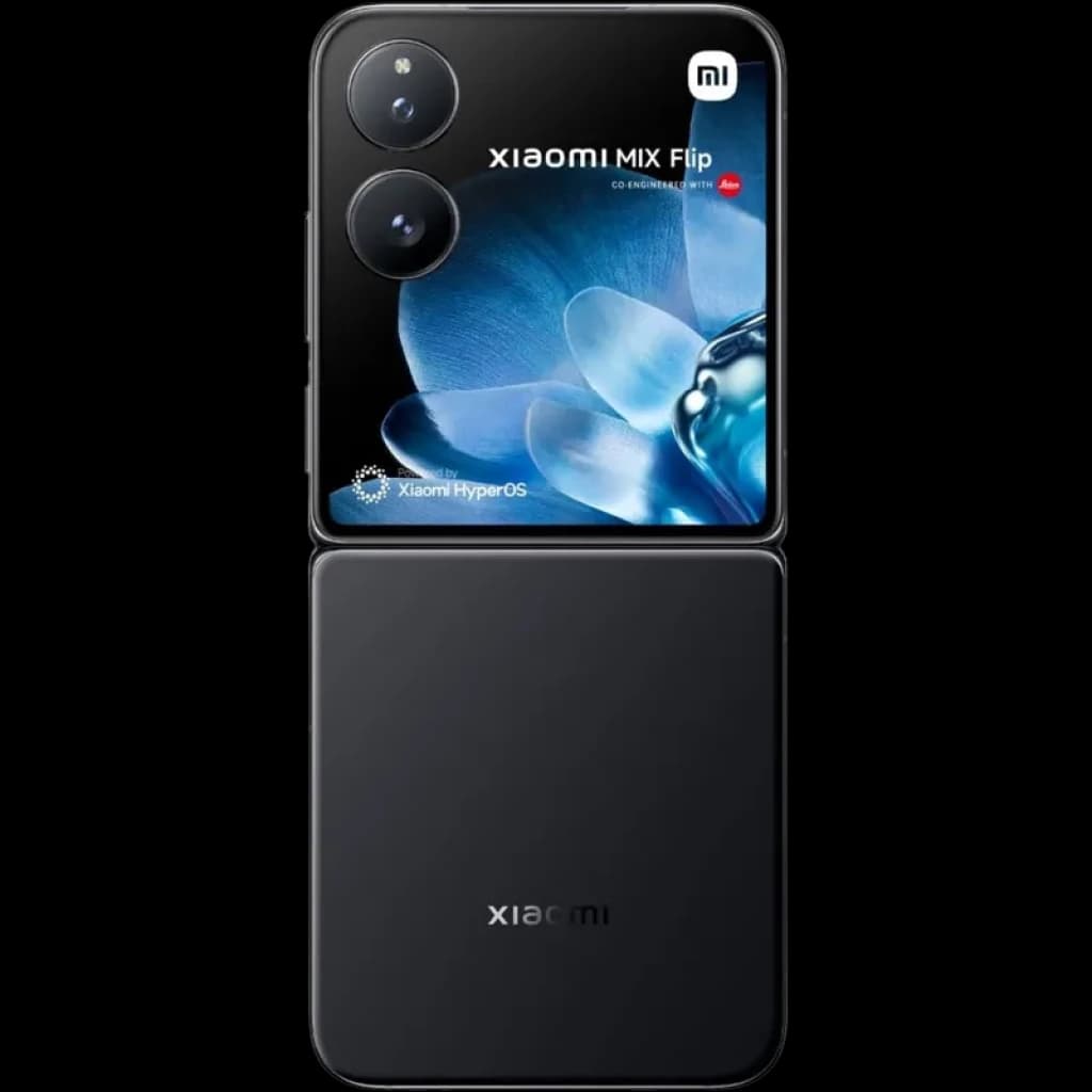 Xiaomi Mix Flip 5G 12GB/512GB Negro con diseño plegable, pantalla externa grande, dos cámaras traseras prominentes y acabado negro elegante y minimalista