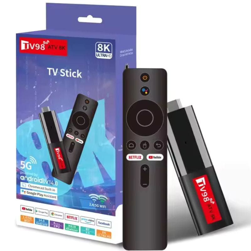 TV98 ATV Mini 8K H618 2GB/16GB Dual Wifi Android 14 Preto - Android TV - Item