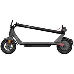 Trottinette pliée Xiaomi Electric Scooter 4 Lite 2e gen reconditionnée classe A, cadre noir mat, pneus larges, feu arrière rouge, câble rouge visible
