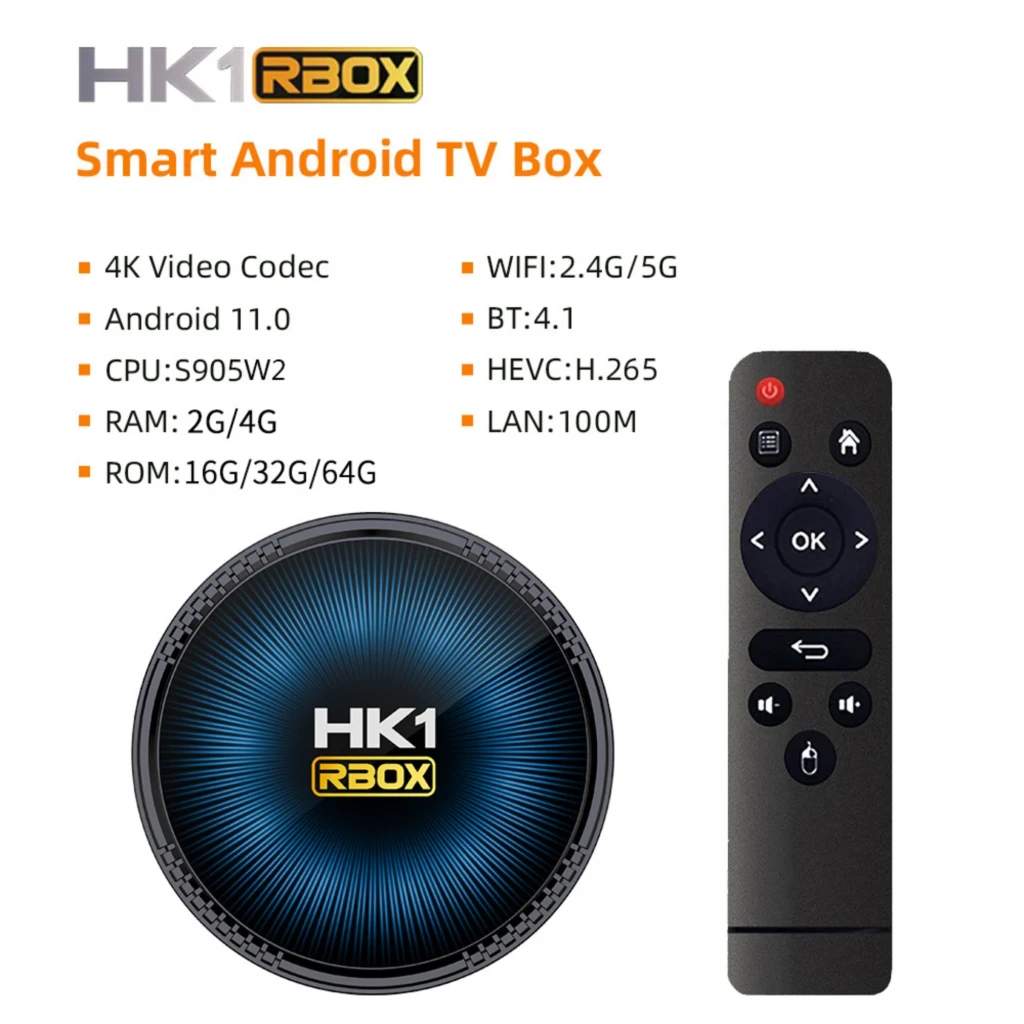 HK1 Rbox W2T S905W2 2GB/16GB Android 11 Negro - Android TV - Ítem1