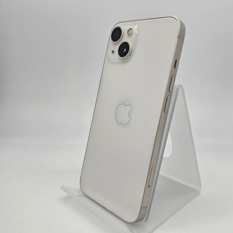 iPhone 13 256GB Branco Renovado em condição excelente, traseira branca brilhante, duas câmeras diagonais, bordas suaves e acabamento premium