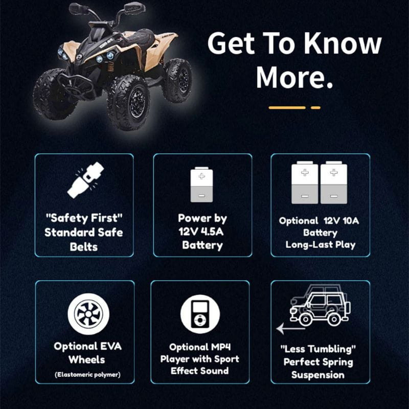 Quad infantil Can Am Renegade 24V Blanco - Coche eléctrico para niños - Ítem3