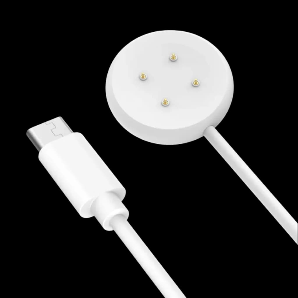 Cabo branco USB-C com base magnética redonda de 4 pinos para carregar Google Pixel Watch 3, Pixel Watch 2, Fitbit Versa 4 e Versa 3