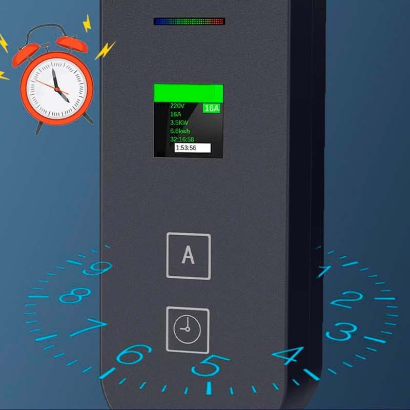 Carregador de carro elétrico EV 16A/3,5KW/10M com ecrã LCD e conetor de ficha - Item1