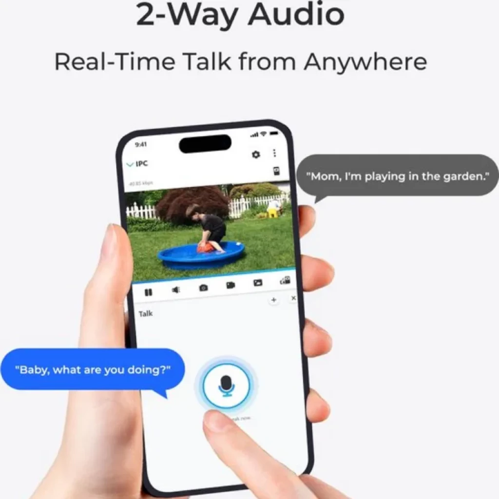 Reolink W437 con diseño domo blanco, lente central visible, LEDs infrarrojos y antenas WiFi dobles para exterior - Ítem5