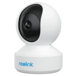Câmara Reolink E Series E320 3MP, esfera branca com lente preta, base estável, WiFi, visão noturna IR, design PT para vigilância interior