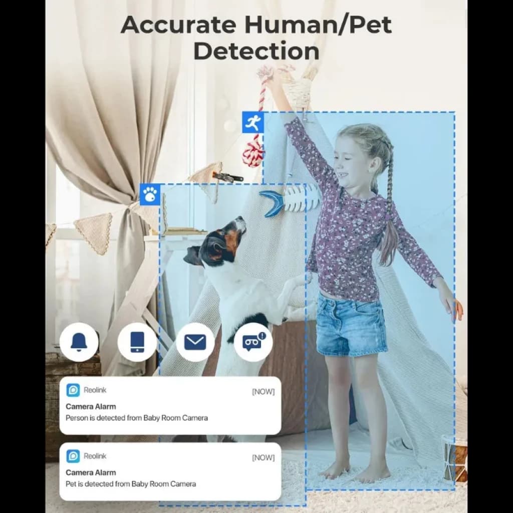 Reolink E Series E320 3MP WiFi com deteção de pessoas/animais de estimação, alertas inteligentes e visão noturna IR; ideal para interiores e vigilância doméstica