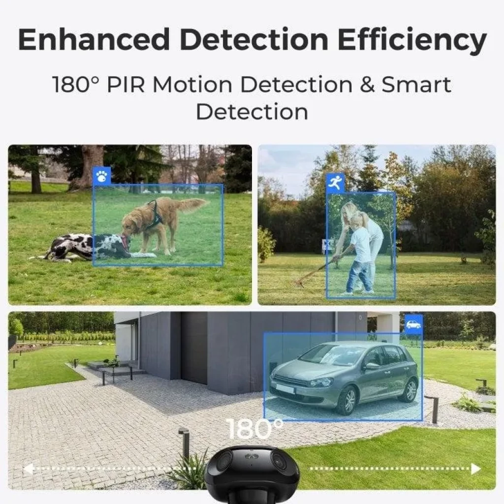 Reolink Argus Series B740X blanca con doble lente frontal, LED central y sensores, diseño orientable, ideal para vigilancia amplia en exteriores - Ítem2