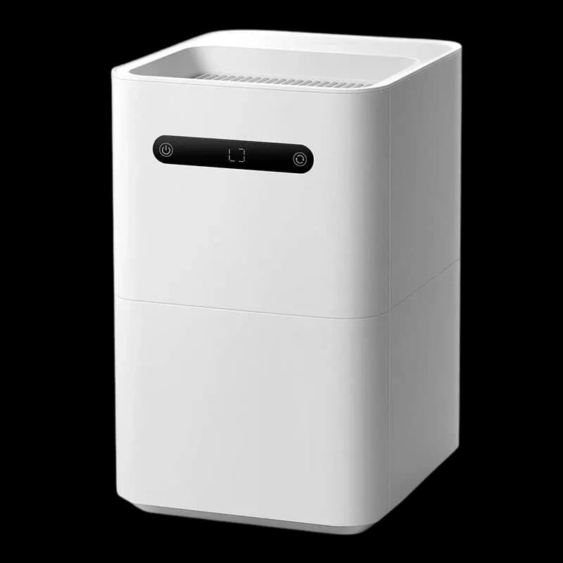 Xiaomi Smartmi Evaporative Humidifier 3 Umidificador branco, design minimalista, display digital frontal, painel tátil e saída de ar superior reta