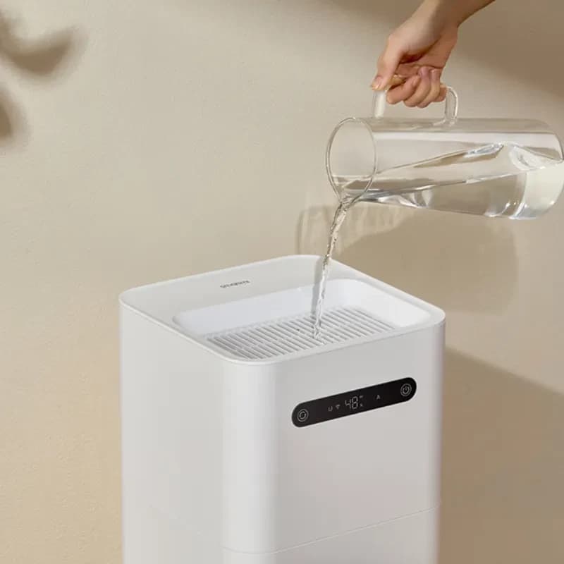 Xiaomi Smartmi Evaporative Humidifier 3 - Umidificador branco com painel digital, entrada superior para água e grelha superior ampla para fácil