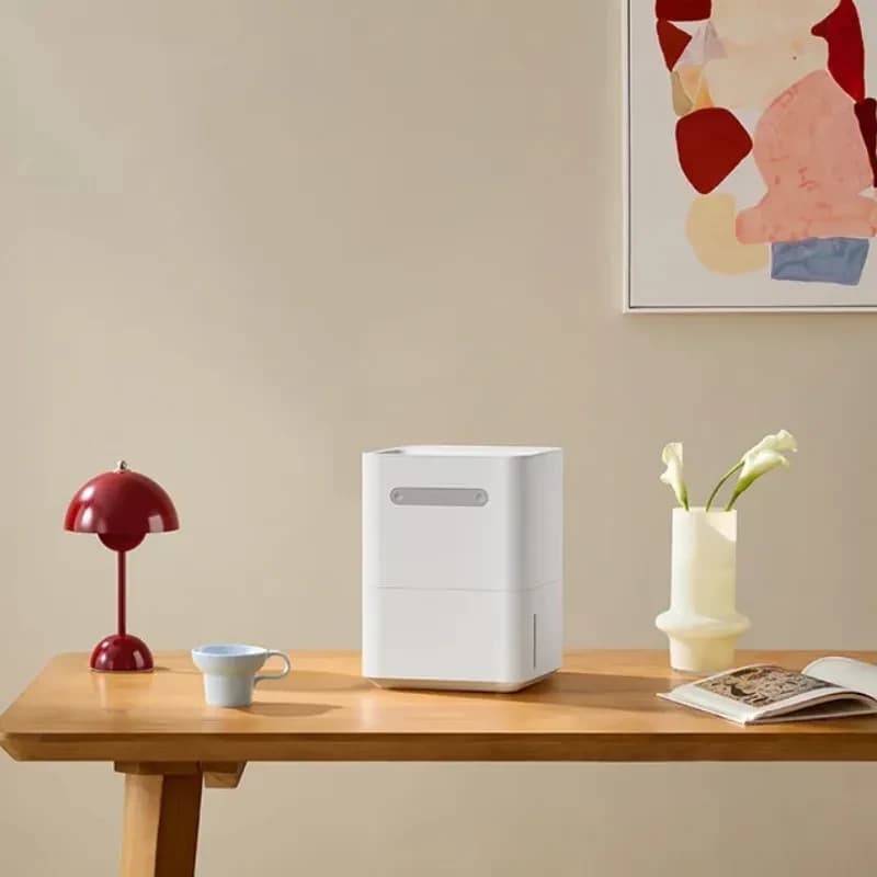 Smartmi Evaporative Humidifier 3 Lite - Umidificador branco minimalista de mesa, formato retangular, alça metálica cinza, reservatório visível na lateral