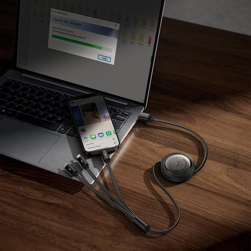 Baseus Free2Draw Noir - Câble USB- A 3-en-1 USB-C/Lightning/Micro - Ítem4