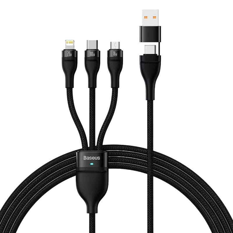 Baseus Flash Series 2 Negro - Cable USB 3 en 1 USB-C/Lightning/Micro - Ítem