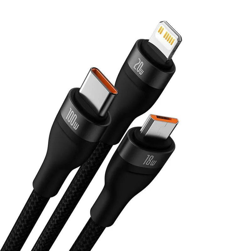 Baseus Flash Series 2 Negro - Cable USB 3 en 1 USB-C/Lightning/Micro - Ítem3