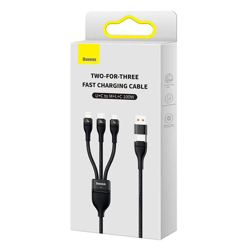 Baseus Flash Series 2 Negro - Cable USB 3 en 1 USB-C/Lightning/Micro - Ítem1