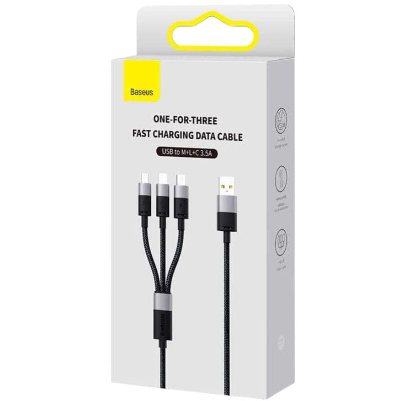 Baseus StarSpeed ​​​​​​Series Black - Cabo USB 3 em 1 USB-C/Micro/Lightning Box Image